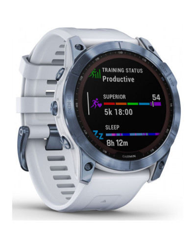 Смарт-годинник Garmin Fenix 7X Sapphire Solar M. Blue DLC Titanium w. Whitestone Band (010-02541-14/15)