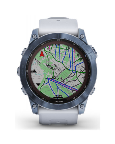 Смарт-годинник Garmin Fenix 7X Sapphire Solar M. Blue DLC Titanium w. Whitestone Band (010-02541-14/15)
