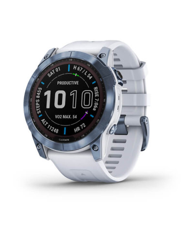 Смарт-годинник Garmin Fenix 7X Sapphire Solar M. Blue DLC Titanium w. Whitestone Band (010-02541-14/15)