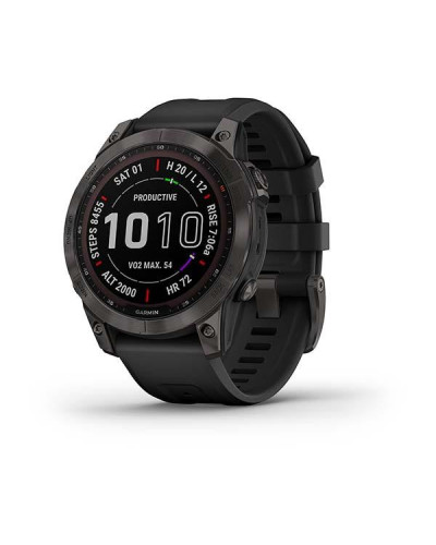 Смарт-годинник Garmin Fenix 7 Sapphire Solar Carbon Gray DLC Titanium with Black Band (010-02540-20/21)