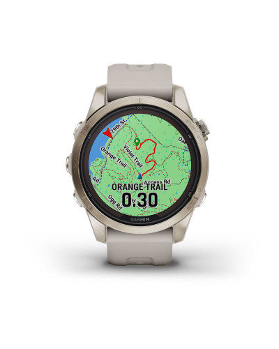 Смарт-годинник Garmin Fenix 7S Pro Sapphire Solar Soft Gold w. Light Sand Band (010-02776-14/15)