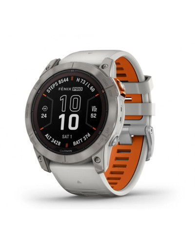 Смарт-годинник Garmin Fenix 7X Pro Sapphire Solar Titanium w. Fog Gray/Ember O. Band (010-02778-14/15)