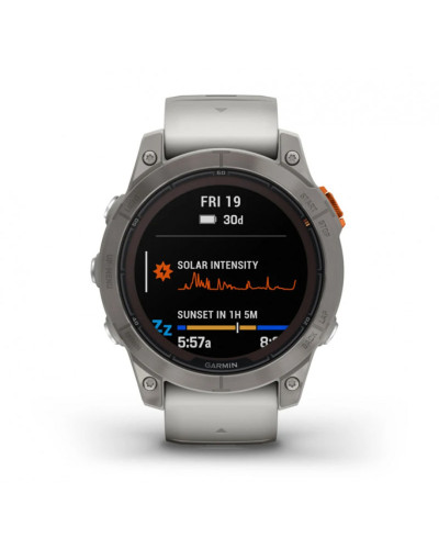 Смарт-годинник Garmin Fenix 7 Pro Sapphire Solar Titanium w. Fog Gray/Ember O. Band (010-02777-20/21)