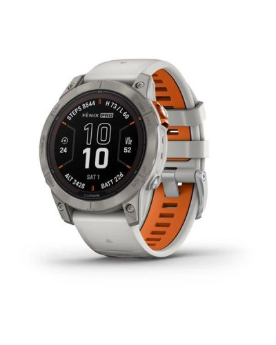 Смарт-годинник Garmin Fenix 7 Pro Sapphire Solar Titanium w. Fog Gray/Ember O. Band (010-02777-20/21)