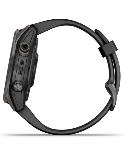 Смарт-годинник Garmin Fenix 7S Sapphire Solar Carbon G. DLC Titanium w. Black Band (010-02539-24/25)