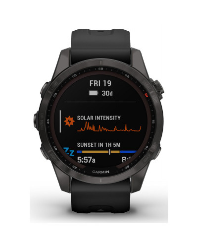 Смарт-годинник Garmin Fenix 7S Sapphire Solar Carbon G. DLC Titanium w. Black Band (010-02539-24/25)
