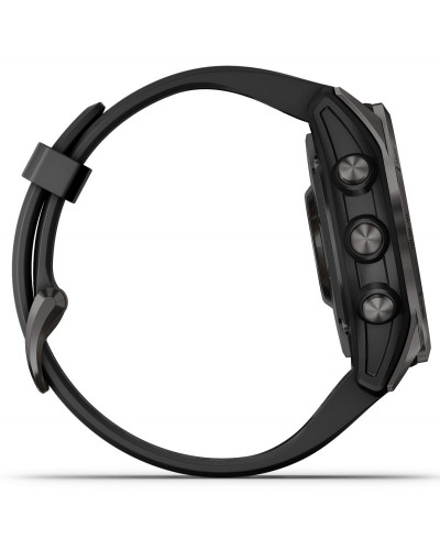 Смарт-годинник Garmin Fenix 7S Sapphire Solar Carbon G. DLC Titanium w. Black Band (010-02539-24/25)