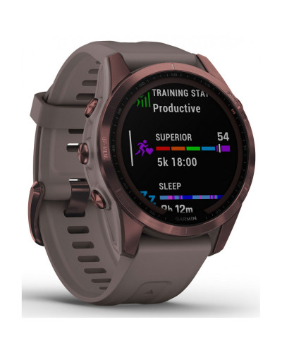 Смарт-годинник Garmin Fenix 7S Sapphire Solar Dark Bronze Titanium w. Shale G. Band (010-02539-28/29)