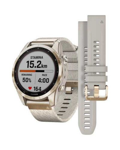 Смарт-годинник Garmin Fenix 7S Sapphire Solar Cream G. Titanium w. Cream H. Nylon Band (010-02539-39)