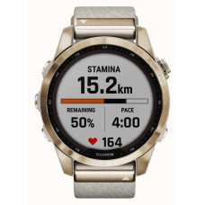 Смарт-годинник Garmin Fenix 7S Sapphire Solar Cream G. Titanium w. Cream H. Nylon Band (010-02539-39)