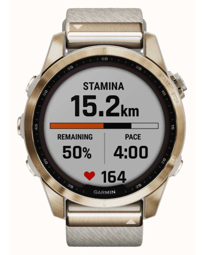 Смарт-годинник Garmin Fenix 7S Sapphire Solar Cream G. Titanium w. Cream H. Nylon Band (010-02539-39)