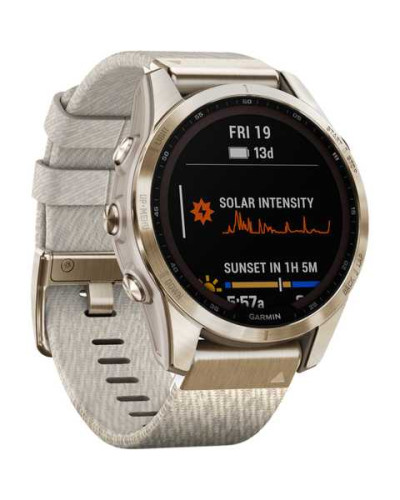 Смарт-годинник Garmin Fenix 7S Sapphire Solar Cream G. Titanium w. Cream H. Nylon Band (010-02539-39)