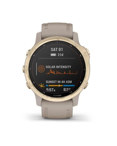 Смарт-годинник Garmin Fenix 6S Pro Solar Edition Light gold with light sand band (010-02409-11/10)
