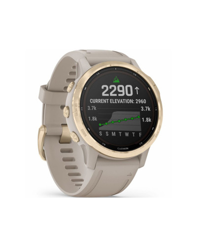 Смарт-годинник Garmin Fenix 6S Pro Solar Edition Light gold with light sand band (010-02409-11/10)