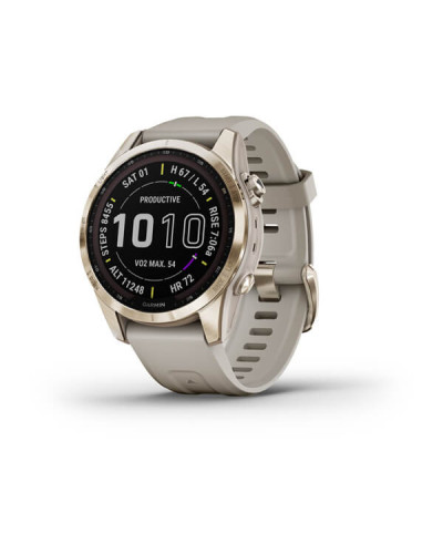 Смарт-годинник Garmin Fenix 7S Sapphire Solar C. Gold Titanium w. Light Sand Band (010-02539-20/21)