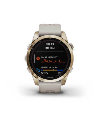 Смарт-годинник Garmin Fenix 7S Sapphire Solar C. Gold Titanium w. Light Sand Band (010-02539-20/21)