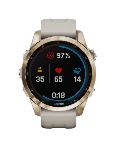 Смарт-годинник Garmin Fenix 7S Sapphire Solar C. Gold Titanium w. Light Sand Band (010-02539-20/21)