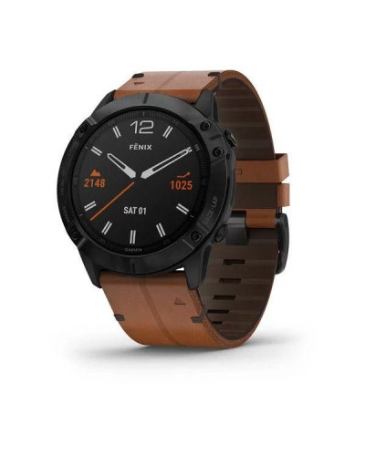 Спортивний годинник Garmin Fenix 6X Pro Sapphire Black DLC with Chestnut Leather Band (010-02157-14)