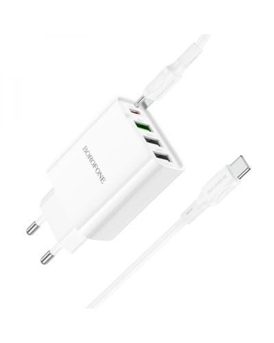 Сетевое Зарядное Устройство Borofone BA79A Clever PD20W/QC (1C3A) Type C to Type C
