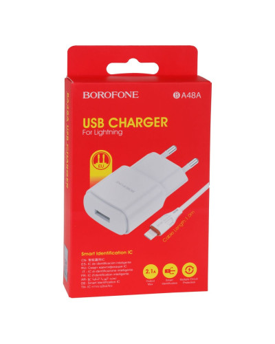 Сетевое Зарядное Устройство Borofone BA48A Lightning 2,1A