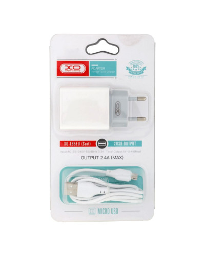 Сетевое Зарядное Устройство XO L65 EU Micro 2USB 2.4A