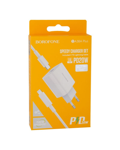 Сетевое Зарядное Устройство Borofone BA38A Plus PD 20W Type-C To Lightning