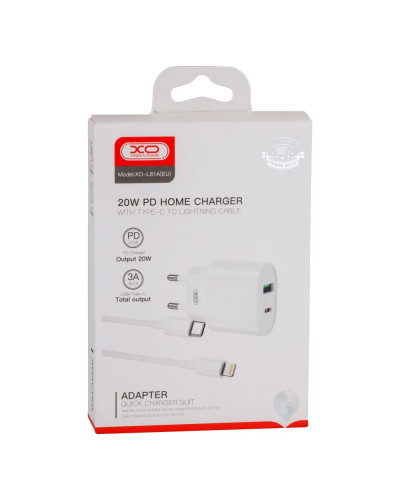 Сетевое Зарядное Устройство XO L81A EU PD20W+QC3.0 Type-C to Lightning 2USB
