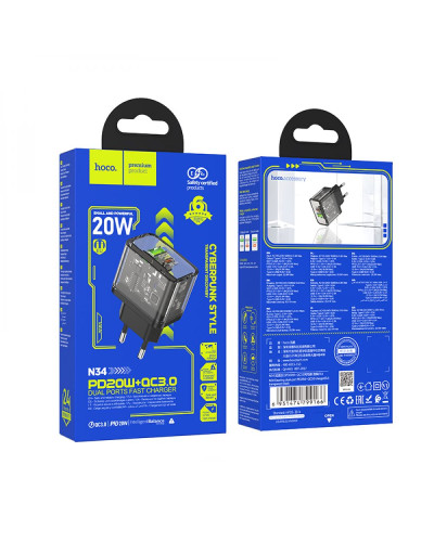 Сетевое Зарядное Устройство Hoco N34 Dazzling PD20W+QC3.0