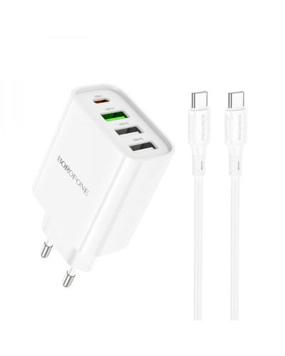 Сетевое Зарядное Устройство Borofone BA79A Clever PD20W/QC (1C3A) Type C to Type C