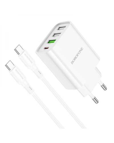 Сетевое Зарядное Устройство Borofone BA79A Clever PD20W/QC (1C3A) Type C to Type C
