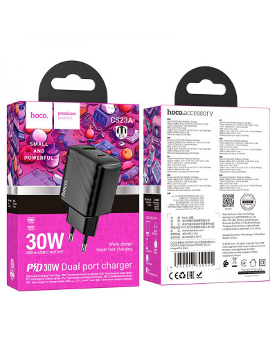 Сетевое Зарядное Устройство Hoco CS23A 1USB/1USB-C PD/QC 30W
