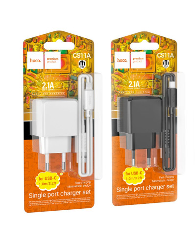 Сетевое Зарядное Устройство Hoco CS11A 1USB 2.1A+USB to Type-C