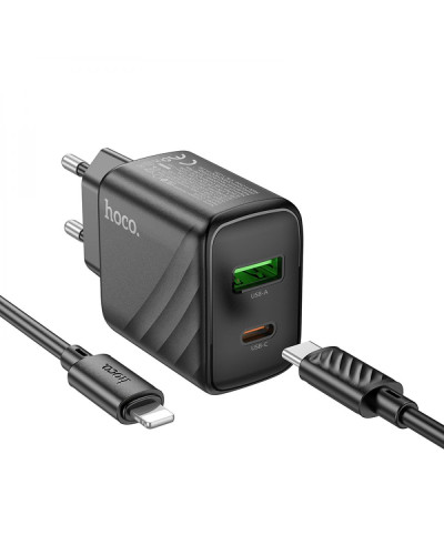 Сетевое Зарядное Устройство Hoco CS23A 1USB/1USB-C PD/QC 30W+Type-C to Lightning