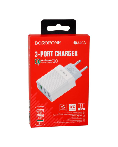 Сетевое Зарядное Устройство Borofone BA40A QC3.0 3USB