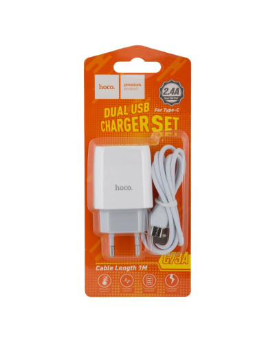 Сетевое Зарядное Устройство Hoco C73A 2USB Type-C 2.4A