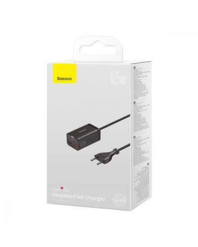 Сетевое Зарядное Устройство Baseus GaN3 Pro 65W+cable Type C to Type C 100W CCGP0401