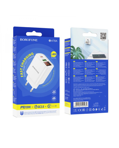 Сетевое Зарядное Устройство Borofone BA78A PD20W+QC3.0 digital display
