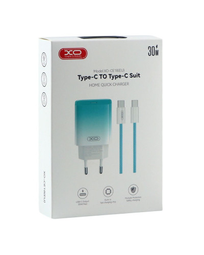Сетевое Зарядное Устройство XO CE18 1Type-C PD/QC 30W Type-C to Type-C