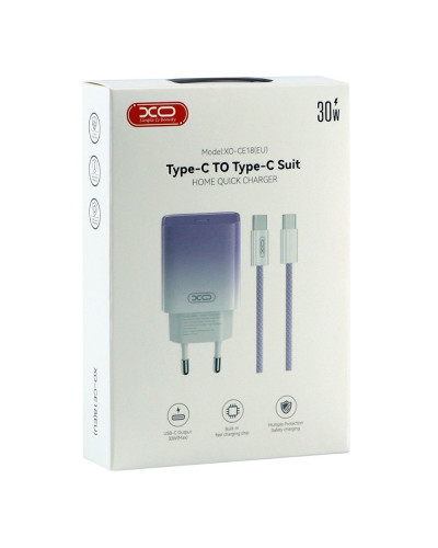 Сетевое Зарядное Устройство XO CE18 1Type-C PD/QC 30W Type-C to Type-C