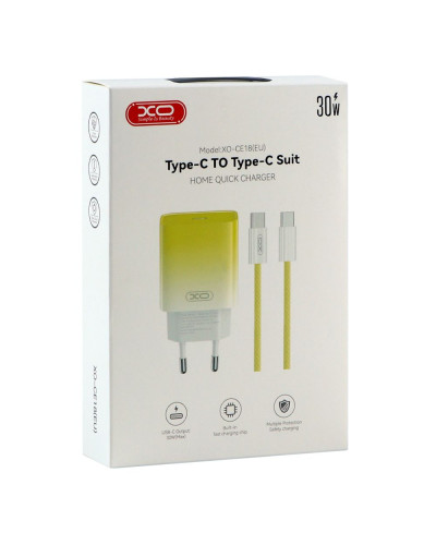 Сетевое Зарядное Устройство XO CE18 1Type-C PD/QC 30W Type-C to Type-C