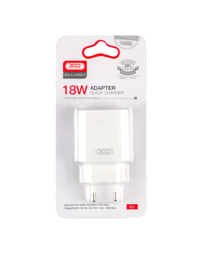 Сетевое Зарядное Устройство XO L103 1USB QC 18W