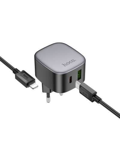 Сетевое Зарядное Устройство Hoco CS32A 1USB-C/1USB PD/QC 20W+Type-C to Lightning