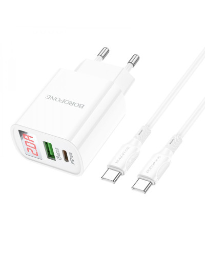 Сетевое Зарядное Устройство Borofone BA78A PD20W+QC3.0 digital display Type-C to Type-C