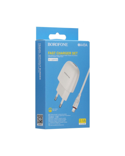 Сетевое Зарядное Устройство Borofone BA49A Lightning 2,1A