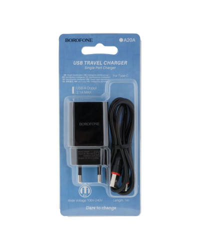 Сетевое Зарядное Устройство Borofone BA20A Type-C 1USB 2.1A