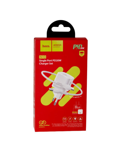 Сетевое Зарядное Устройство Hoco N10 PD 20W Type-C to Lightning 3A