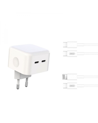 Сетевое Зарядное Устройство XO L102 EU Dual type-C port 35W Type-C to Lightning
