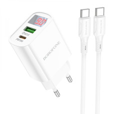 Сетевое Зарядное Устройство Borofone BA78A PD20W+QC3.0 digital display Type-C to Type-C