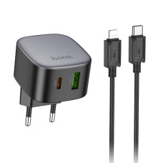 Сетевое Зарядное Устройство Hoco CS32A 1USB-C/1USB PD/QC 20W+Type-C to Lightning