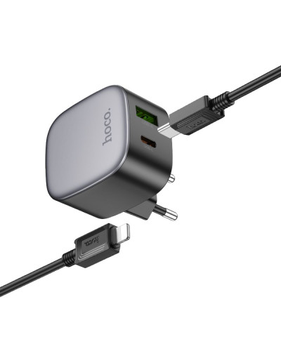 Сетевое Зарядное Устройство Hoco CS32A 1USB-C/1USB PD/QC 20W+Type-C to Lightning